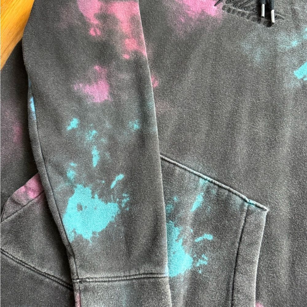 Hollister Must Have Collection Black and Grey Hoodie with Blue and Pink Tie-Dye - Picture 7 of 11